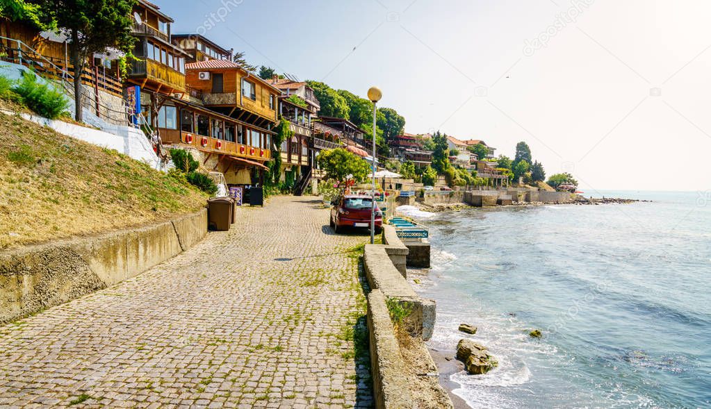 Promenade along the Black Sea coast in Nessebar, Bulgaria