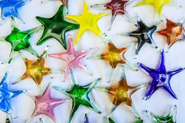 Kleurrijke Glazen Zeesterren Bij Souvenirshop Britse Maagdeneilanden — Stockfoto