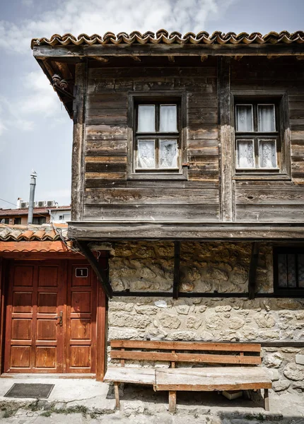 Fragment Maison Résidentielle Traditionnelle Dans Ville Nessebar Bulgarie — Photo