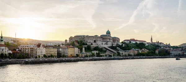 Vista Del Lado Buda Budapest Castillo Buda Desde Río Danubio —  Fotos de Stock