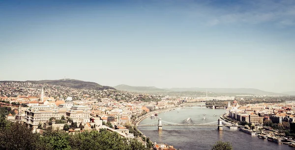 Панорамним Видом Історичну Частину Будапешта Річка Дунай — стокове фото