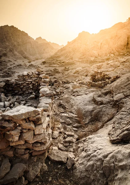 Ruínas Uma Antiga Aldeia Nas Montanhas Ras Khaimah Emirados Árabes — Fotografia de Stock