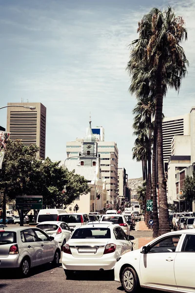 Rue Achalandée Avec Trafic Centre Ville Cape Town Afrique Sud — Photo