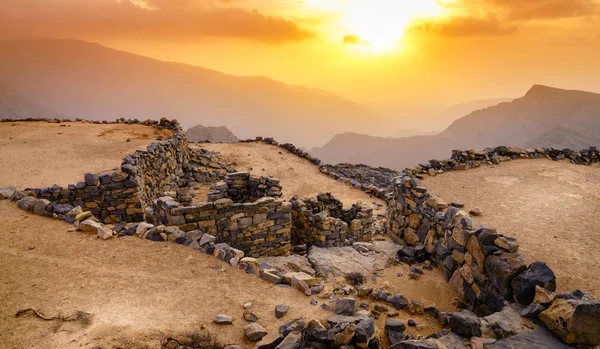 Terrazas Pueblo Abandonado Las Montañas Hajar Ras Khaimah Emiratos Árabes —  Fotos de Stock