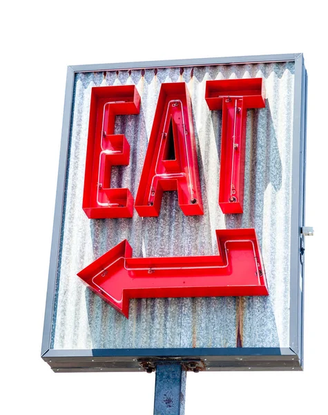 Restaurant sign reading Eat isolated on white background