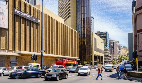 Kapstaden Sydafrika Februari 2018 Upptagen Gata Med Trafik Centrala Kapstaden — Stockfoto