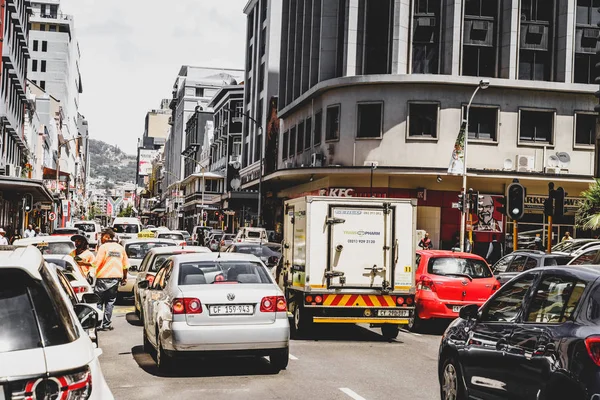 Cape Town Afrique Sud Février 2018 Rue Achalandée Avec Circulation — Photo