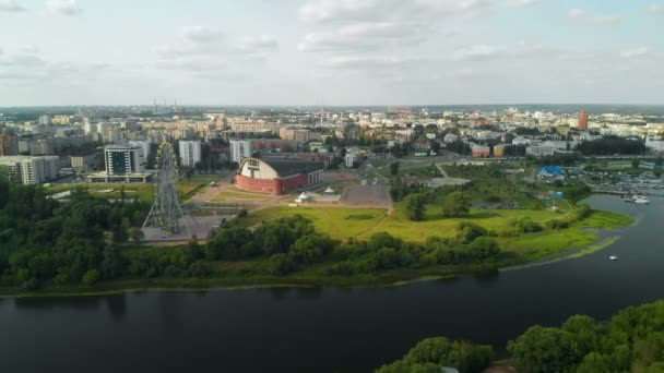 Luftaufnahme Der Russischen Stadt Jaroslawl Und Des Kotorosl Flusses — Stockvideo