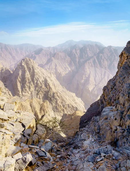 Paisagem Estéril Montanhas Hajar Ras Khaimah Emirados Árabes Unidos — Fotografia de Stock