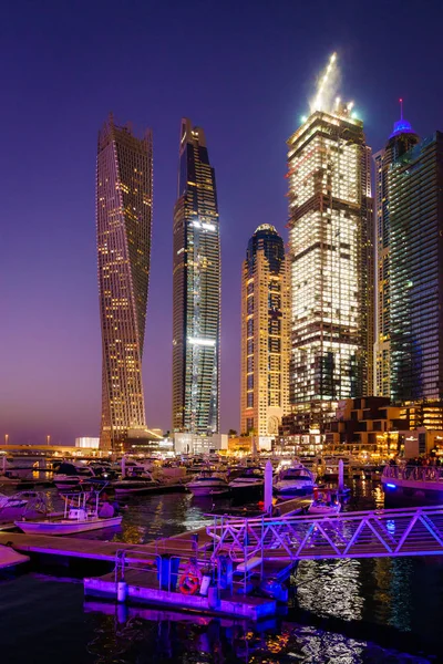 Vista Panorámica Dubai Marina Emiratos Árabes Unidos Por Noche — Foto de Stock