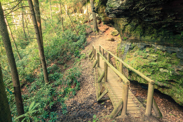 Hiking trail in Natural Bridge State Park in Kentucky