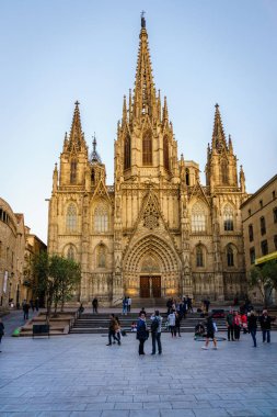 Barcelona, İspanya, 22 Nisan 2017: Holy Cross ve Aziz Eulalia, olarak da bilinen Barselona Katedrali merkezi Barselona, İspanya The Cathedral
