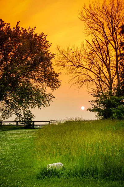肯塔基州蓝草地区的日落美景 — 图库照片