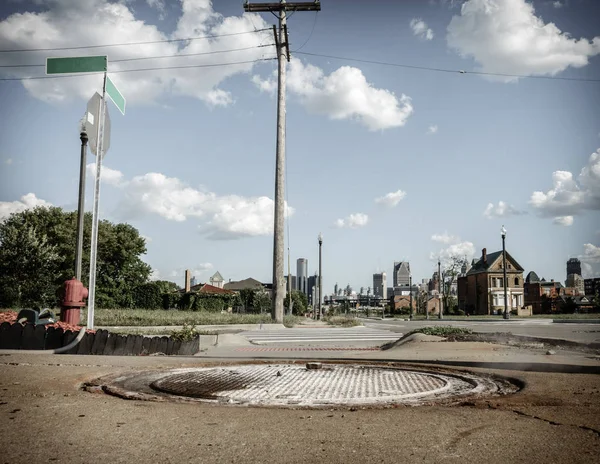 En gata i det gamla Detroit-kvarteret — Stockfoto