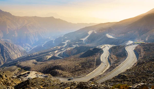 Jebel Jais estrada nos Emirados Árabes Unidos — Fotografia de Stock