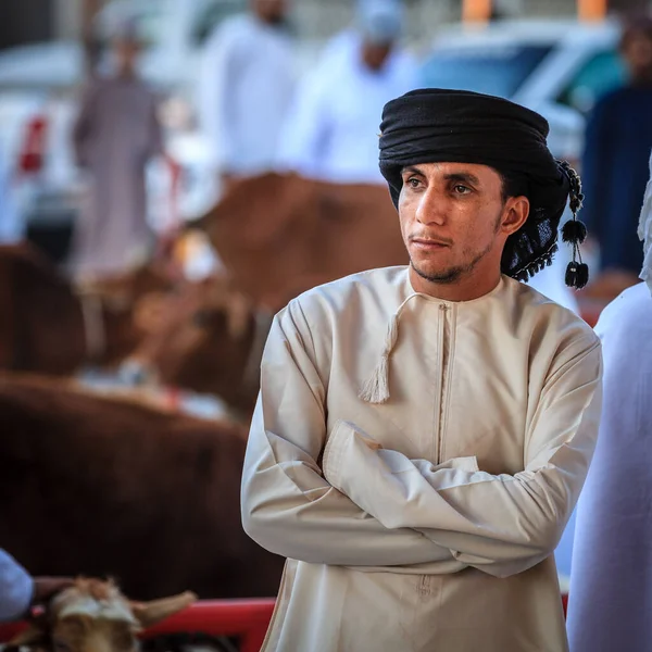 Nizwa Oman December 2016 Porträtt Lokal Bonde Fredagens Getmarknad Nizwa — Stockfoto