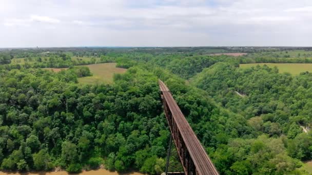 Letecký Pohled Železniční Kočár High Bridge Kentucky — Stock video