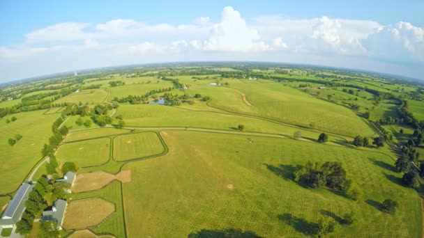 ケンタッキー州中央部の馬の農場の風景空撮 — ストック動画