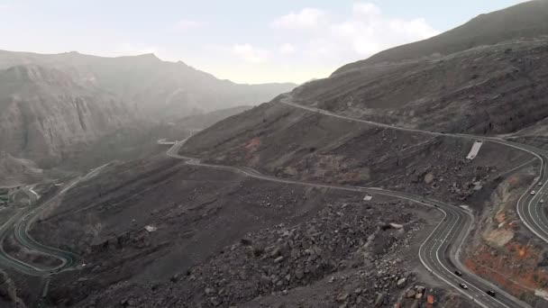 Luchtfoto Van Bergweg Jebel Jais Ras Khaimah Verenigde Arabische Emiraten — Stockvideo