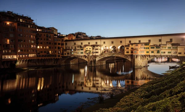 View Ponte Vecchio Old Bridge Arno River Florence Italy Night — Stock Photo, Image