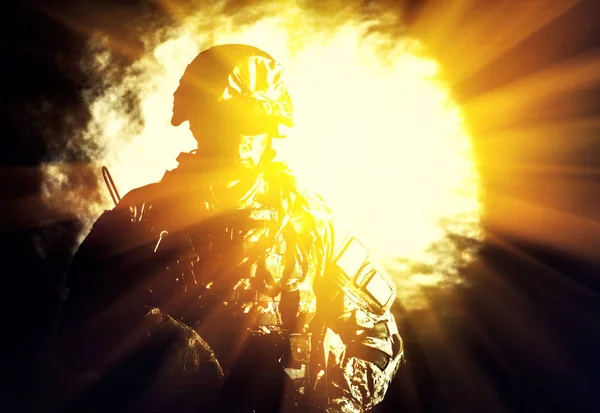 Soldier of special forces with assault rifle — Stock Photo, Image