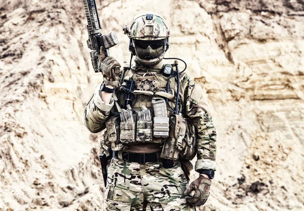 Elite fighter of special forces ready for battle