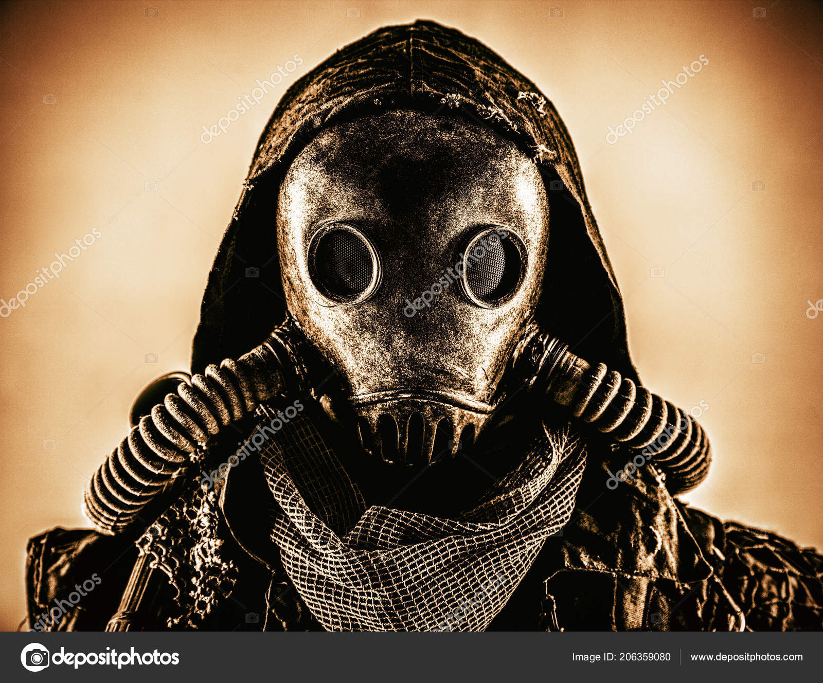 Portrait of post survivor in gas mask Stock Photo by ©zabelin 206359080