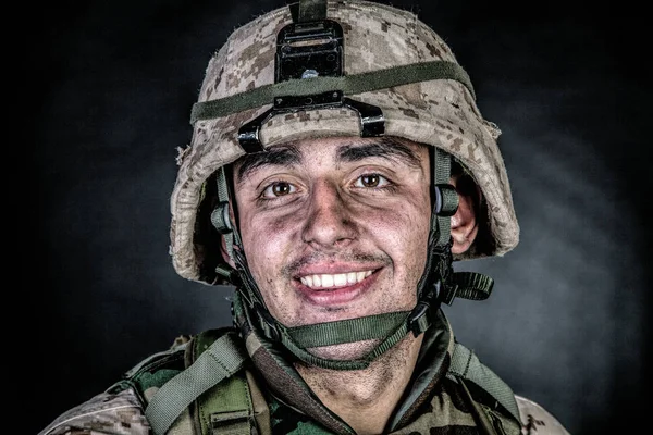 Portrait Épaule Soldat Expérimenté Armée Vétéran Conflit Militaire Combattant Marin — Photo