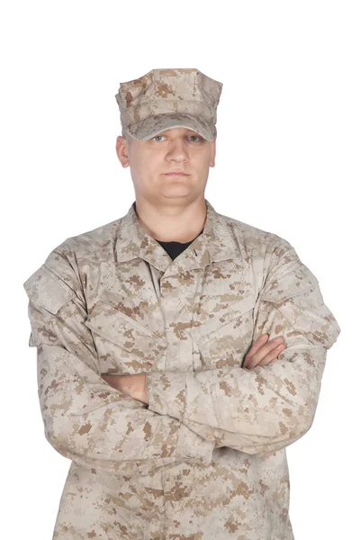 Soldier in parade rest position front view shoot — Stock Photo, Image