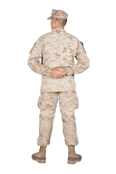 Soldier in parade rest position back view shoot — Stock Photo, Image