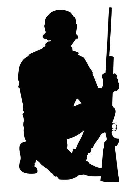 军队或警察狙击手与步枪载体剪影 — 图库矢量图片