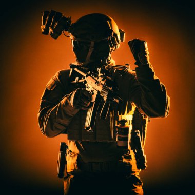 Counter terrorist team member soldier studio portrait