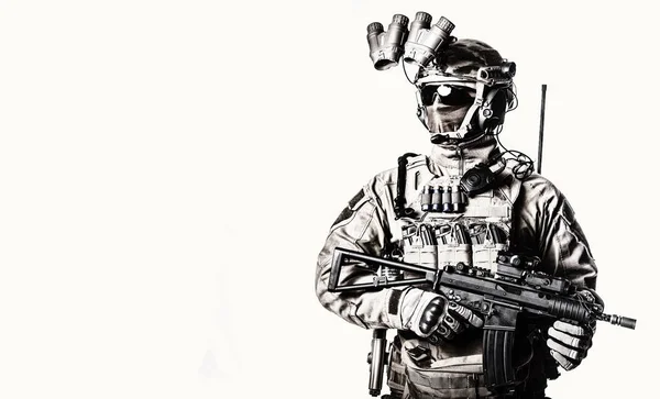 Special operations fighter studio shoot on white — Stock Photo, Image