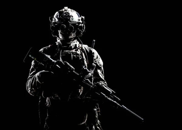 Army különleges erők shooter alacsony kulcs stúdió lő — Stock Fotó
