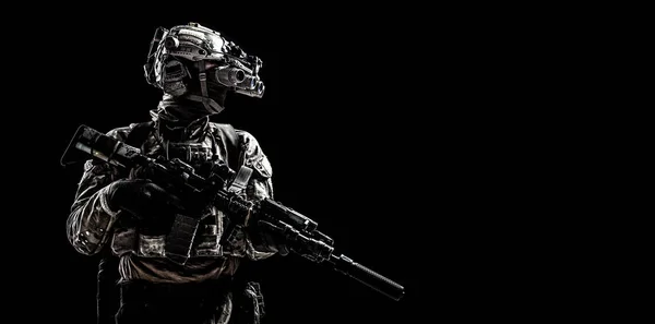 Army special forces shooter low key studio shoot — Stock Photo, Image