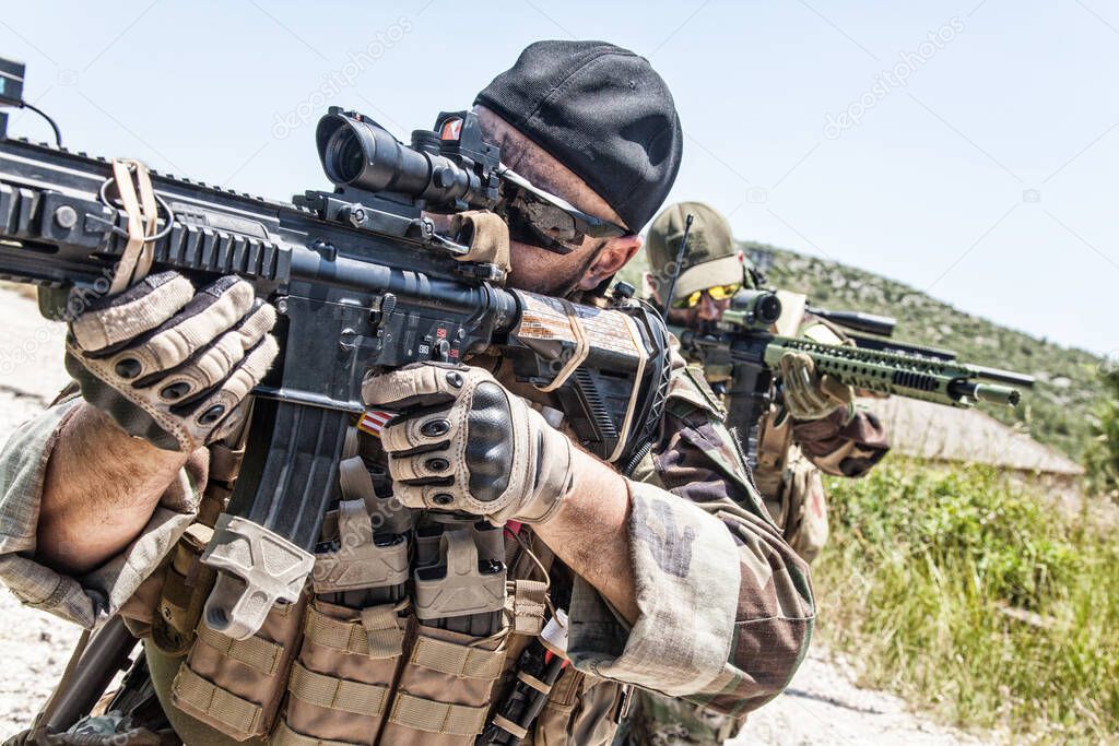 Army special forces snipers hiding in ambush