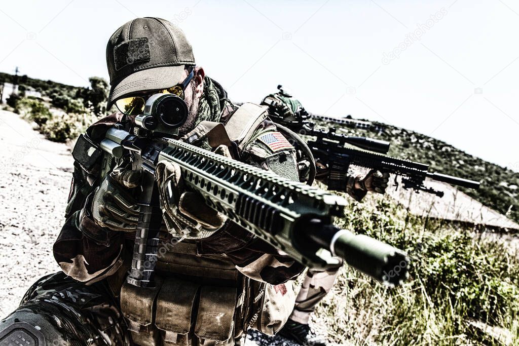 Army special forces snipers hiding in ambush
