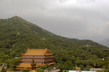 The enormous Monastery Po Lin Monastery in Hong Kong. clipart
