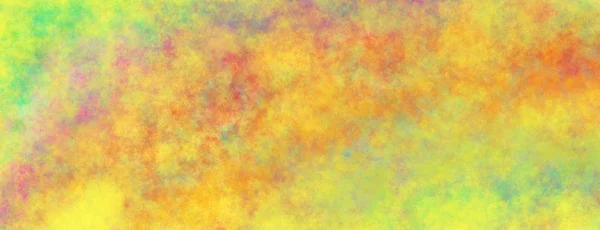 黄青オレンジ赤紫金と緑のしみパターンで曇りのテクスチャと塗装の抽象的な背景イラスト — ストック写真