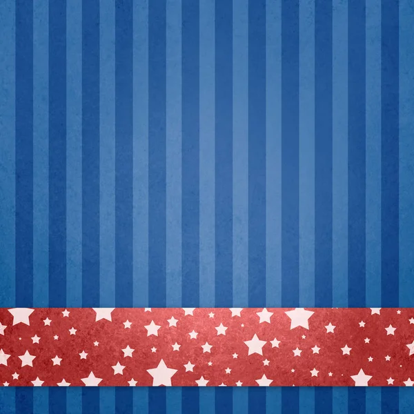 Red white and blue patriotic background with white stars on red stripe or ribbon layer on elegant dark pin striped blue vintage textured design. July 4th, memorial day, or veterans day background