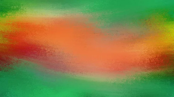 Blank green and orange background with cool motion blur effect and grunge texture. Abstract paint streaks and brush strokes showing a windy faded red and yellow color with dark green border design