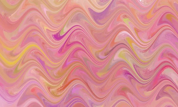 抽象粉红色背景与弯曲的波浪或波纹在条纹波浪线与涂抹的油漆纹理 流动的柔软的大理石图案 — 图库照片