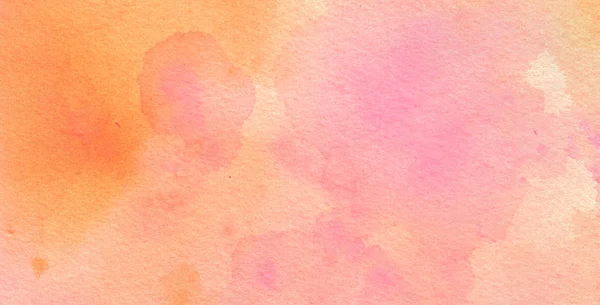 Pink Orange Akvarel Baggrund Med Papir Tekstur Bløde Pastel Blotches - Stock-foto