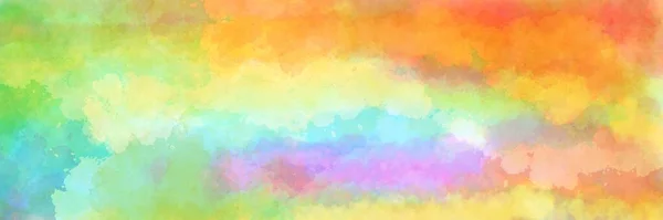 Colorful Watercolor Background Abstract Sunset Sky Puffy Clouds Bright Rainbow — Stock Photo, Image