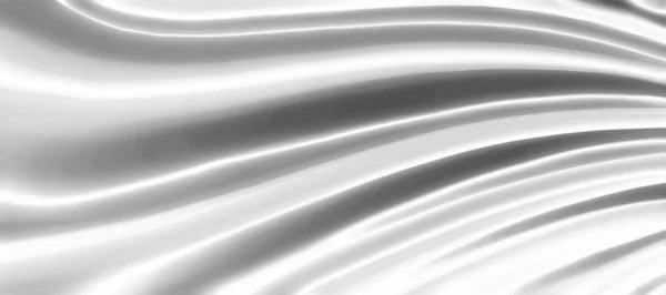 Witte Zijde Achtergrond Illustratie Van Vloeiende Golvende Plooien Gedrapeerde Doek — Stockfoto