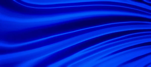 豪华雅致折皱布设计中的蓝色丝质底图 折叠布 抽象模糊材料或面料纹理图案的流动波纹折叠 — 图库照片