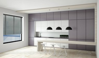 Modern mutfak takımı 3d render