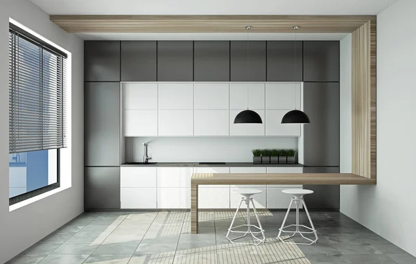 Modern kitchen set 3D rendering — Stock Photo, Image