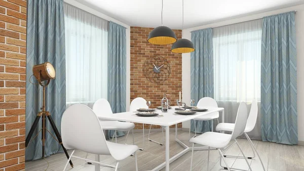 Inre av modernt kök 3d-rendering — Stockfoto