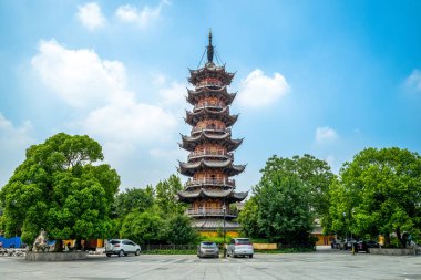 Cephe görünümü Longhua Tapınağı: Shanghai, China